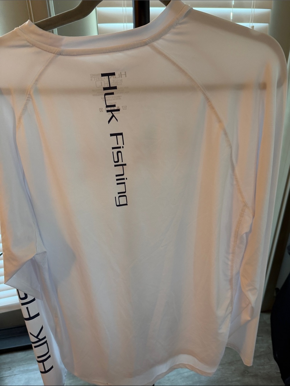 Huk Long Sleeve Performance Tee in White with American Flag Logo - Picture 2 of 2